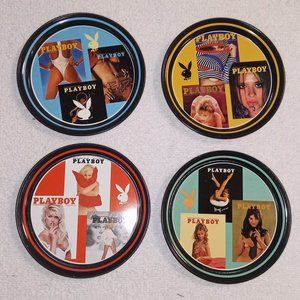 Playboy Coasters Set of 4 Metal 4 inch